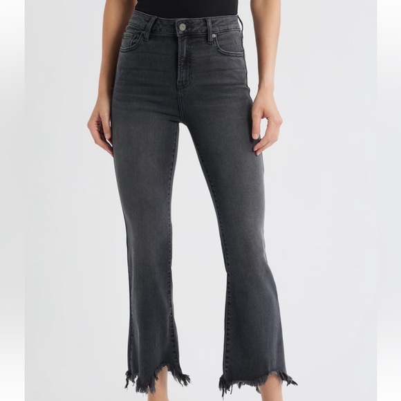 HIDDEN Black Frayed Hem Flare Jeans - Picture 1 of 4